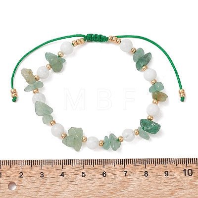 Natural & Synthetic Gemstone & Natural Malaysia Jade Chips Beads Braided Bead Bracelets BJEW-MZ00330-1