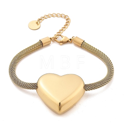 304 Stainless Steel Heart Links Bracelets BJEW-C089-12G-1