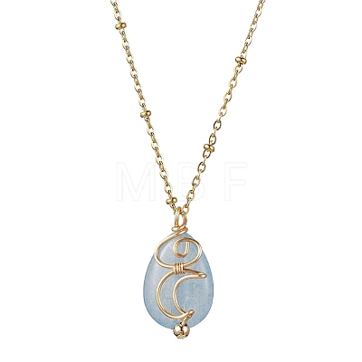 Natural Quartz with Brass Pendant Necklaces NJEW-JN04679-03-1