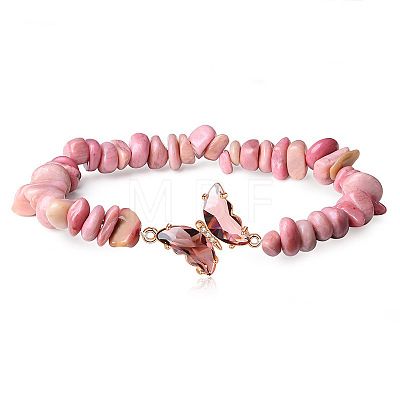 Fashionable Natural Rhodochrosite Chips Beaded Bracelets TI6720-13-1