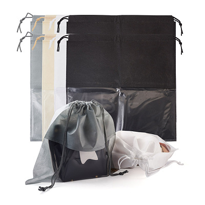 Givenny-EU 8Pcs 4 Colors Blank Non-Woven DIY Craft Drawstring Storage Bags ABAG-GN0001-10B-1