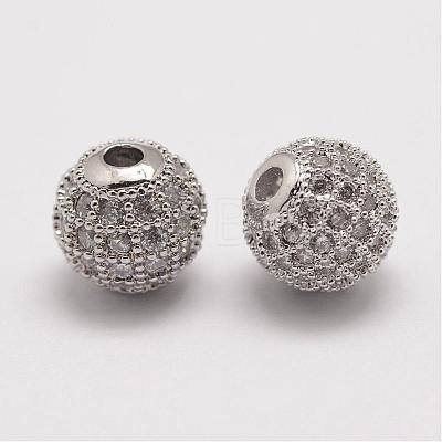 Brass Micro Pave Cubic Zirconia Beads ZIRC-E110-05P-1