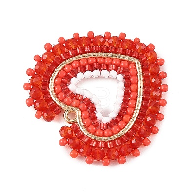 Glass Seed Beaded Pendants PALLOY-MZ01385-02-1