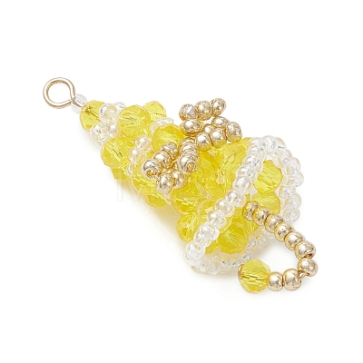 7Pcs Glass Pendants PALLOY-MZ01164-1