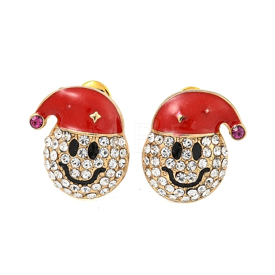 Christmas Alloy Crystal Rhinestone Stud Earrings for Women EJEW-M256-01B-G-1