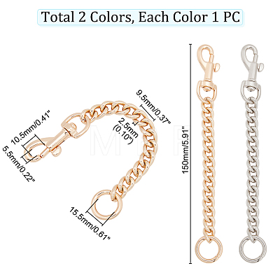 WADORN 2Pcs 2 Colors Iron Bag Curb Chains DIY-WR0001-97-1