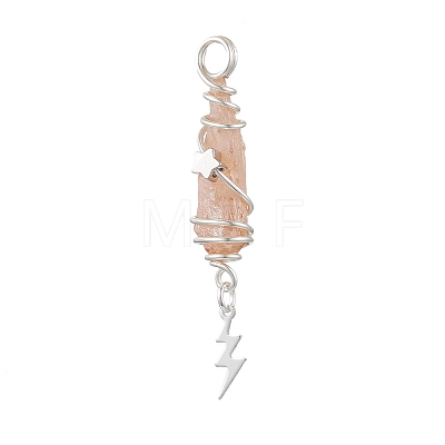 3Pcs 3 Styles Electroplated Natural Quartz Crystal Nuggets Copper Wire Wrapped Pendants PALLOY-JF03128-09-1