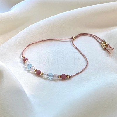 Natural Gemstone & Brass Beads Slider Bracelets IH0971-1