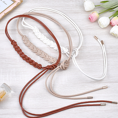 3Pcs 3 Colors PU Leather Rope Knot Tie Waist Belly Belts for Women AJEW-CL0003-71A-1