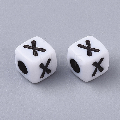 White Opaque Acrylic Beads X-MACR-R869-02X-1