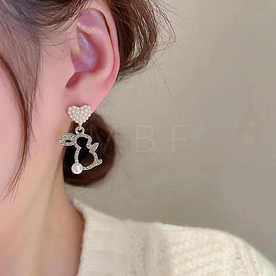 Rabbit Alloy & Rhinestone Dangle Stud Earrings FS-WG14827-01-1