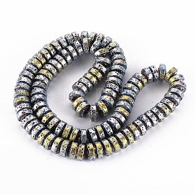 Electroplated Natural Lava Rock Beads Strands X-G-T114-69H-1