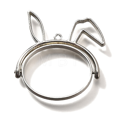 Rabbit Alloy Open Back Bezel Pendants PALLOY-I223-19P-1