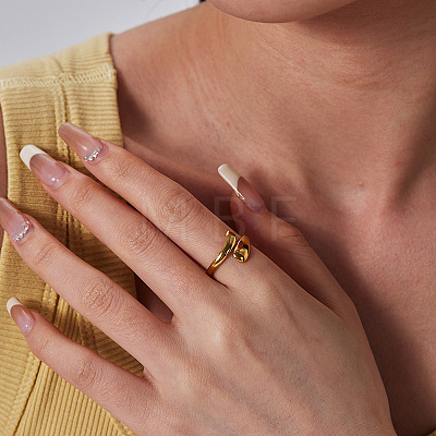 Simple and Elegant 304 Stainless Steel Snake Cuff Rings IR8532-1