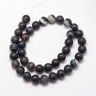 Natural Striped Agate/Banded Agate Bead Strands X-G-K166-12-6mm-03-1