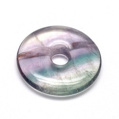Donut/Pi Disc Natural Fluorite Pendants G-O106-01-1