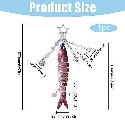 1Pc Resin Fish Pendant Decorations HJEW-CA0001-78B-1