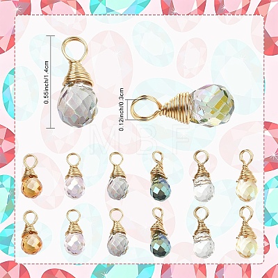 10Pcs Glass Pendants PALLOY-YW00130-01-1