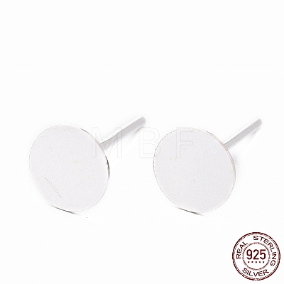 925 Sterling Silver Round Flat Pad Stud Earring Findings STER-T002-201S-1