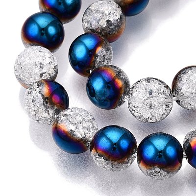 Electroplated Crackle Glass Beads Strands EGLA-N014-10mm-05-1