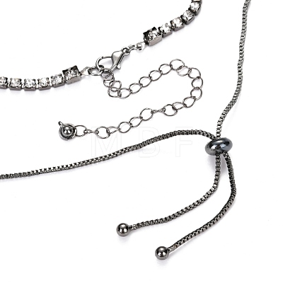 Alloy Rhinestone Pendant Necklaces & Adjustable Slider Necklaces Sets NJEW-Z012-03B-1