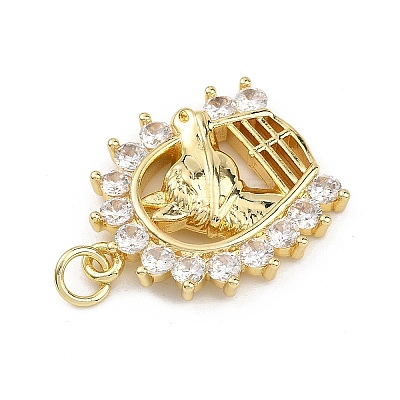 Brass Micro Pave Clear Cubic Zirconia Pendants KK-B177-05B-G-1