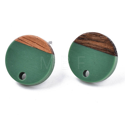 Opaque Resin & Walnut Wood Stud Earring Findings MAK-N032-007A-B02-1