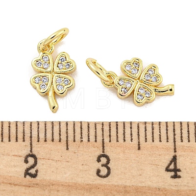 Rack Plating Brass Micro Pave Clear Cubic Zirconia Charms KK-Q814-08G-1