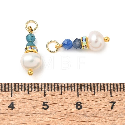 3Pcs 3 Styles Faceted Natural Apatite & Kyanite and Potato Pearl Pandants PALLOY-JF06048-02-1
