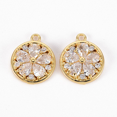 Brass Micro Pave Clear Cubic Zirconia Charms ZIRC-S068-044-NF-1