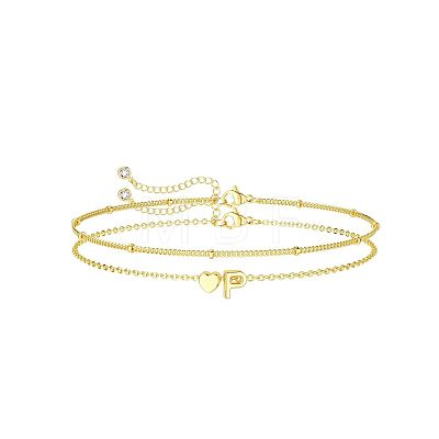 2Pcs 2 Styles Brass Beaded Bracelets & Satellite Chains Bracelets for Women FS-WG4A116-15-1