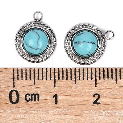 Synthetic Turquoise Half Round Charms STAS-L022-399P-07-1