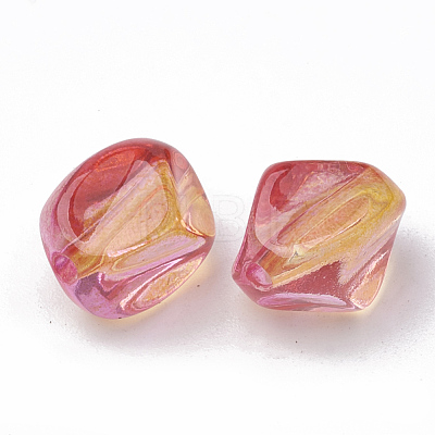 Two Tone Transparent Spray Painted Acrylic Beads X-ACRP-T005-34A-1