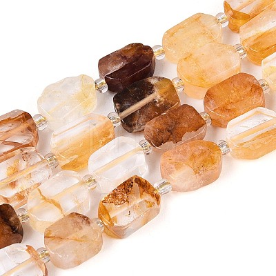 Natural Yellow Hematoid Quartz/Golden Healer Quartz Beads Strands G-T138-26A-03-1