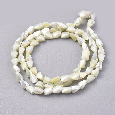 Electroplate Opaque Solid Color Glass Beads Strands EGLA-G035-B-FR10-1