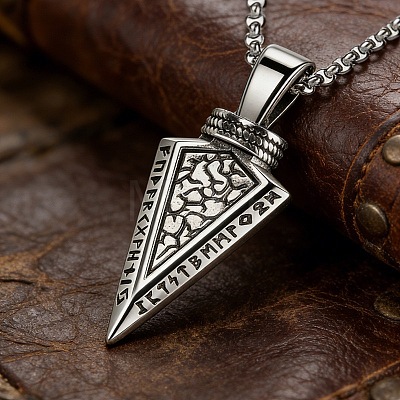 Vintage 304 Stainless Steel Arrow Head Pendant Necklaces for Men WG2A74C-01-1