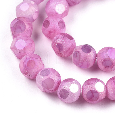 Opaque Frosted Glass Beads Strands EGLA-N006-076F-1