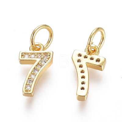 Brass Micro Pave Clear Cubic Zirconia Charms ZIRC-L092-07-G-1