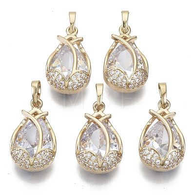 Brass Micro Cubic Zirconia Pendants KK-N235-029-1