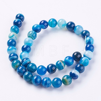 Natural Striped Agate/Banded Agate Beads Strands X-G-G582-10mm-10-1