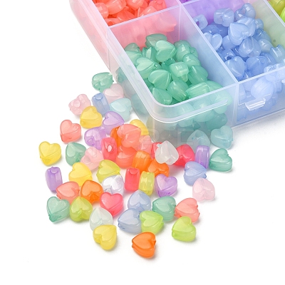 600Pcs 10 Colors Imitation Jelly Acrylic Beads MACR-YW0001-82-1
