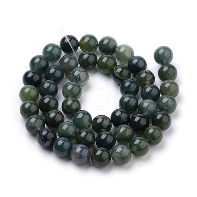 Natural Moss Agate Beads Strands G-S259-18-8mm-1