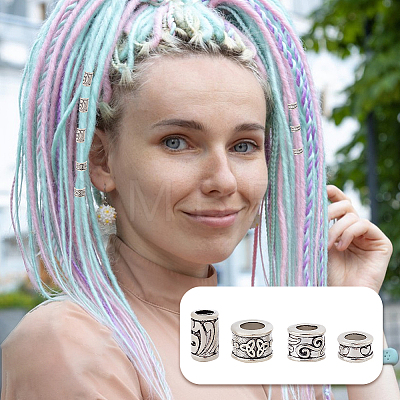 80Pcs 8 Styles Tibetan Style European Beads DIY-NB0012-43E-1