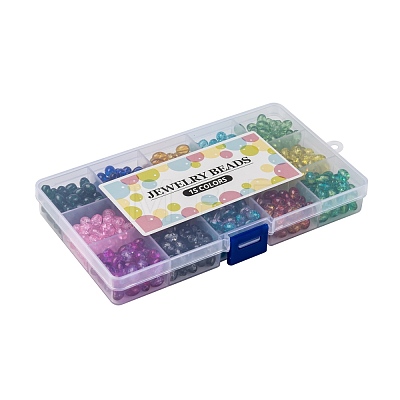 15 Colors Transparent Crackle Glass Beads CCG-X0011-01-6x8mm-1