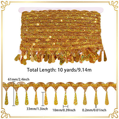 Polyester Metallic Thread Lace Tassel Ribbons OCOR-WH0108-42C-1
