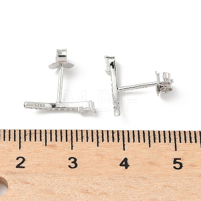 925 Sterling Silver Clear Cubic Zirconia Stud Earrings EJEW-Q032-01E-P-1