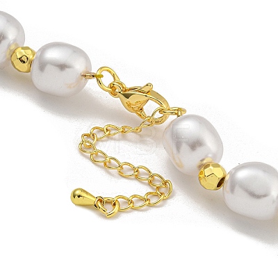 Rack Plating Brass & ABS Plastic Pearl Beads Beaded Necklaces for Women NJEW-C059-13G-1