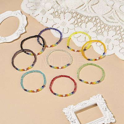 9Pcs 9 Color Natural Pearl & Cat Eye & Glass Beaded Stretch Bracelets Set BJEW-JB08882-1