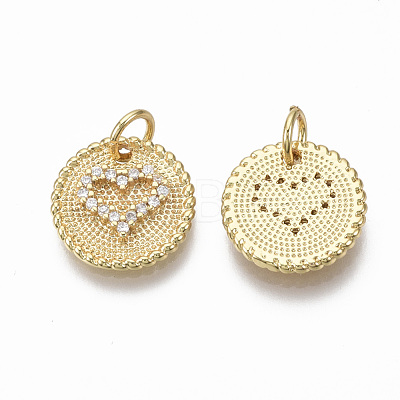 Brass Micro Pave Clear Cubic Zirconia Charms KK-R133-034G-NF-1