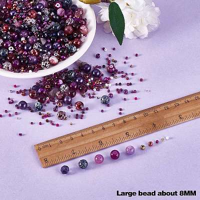 2 Bag Glass Round Beads Set JX547O-1